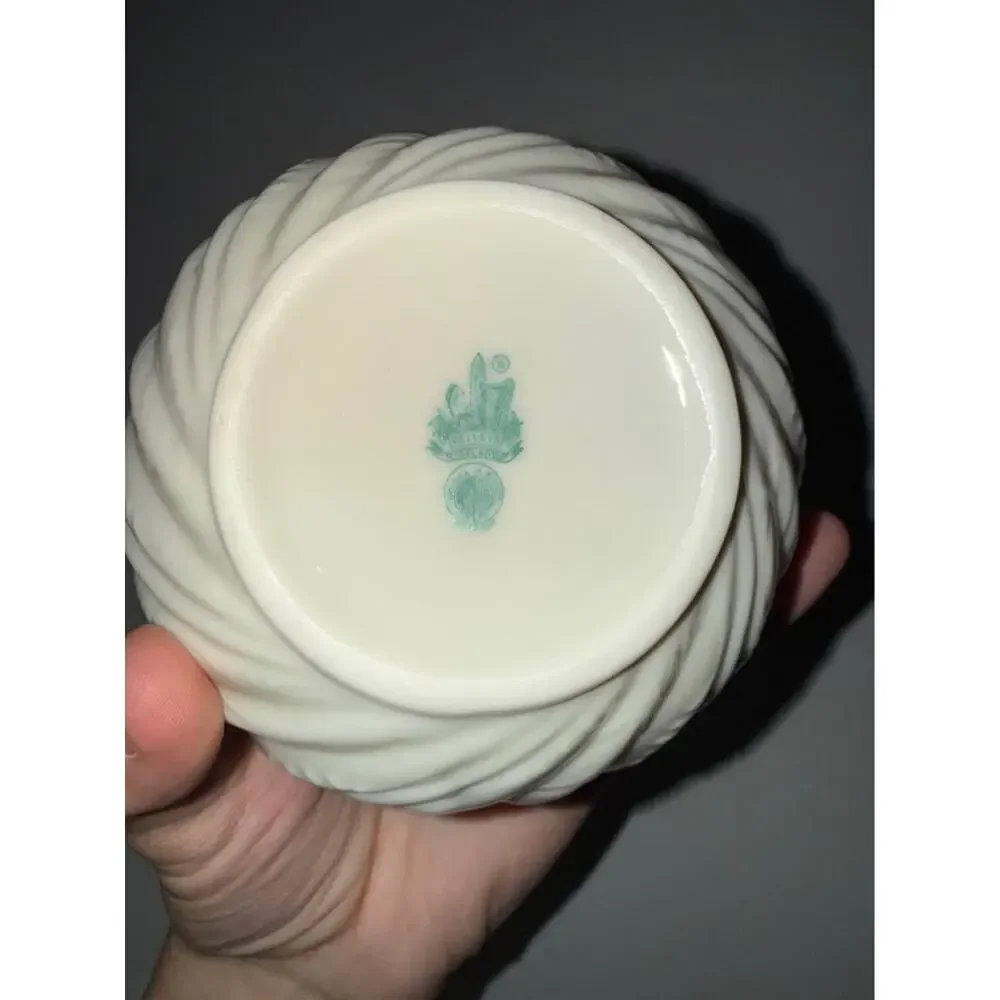 Belleek Ireland Cabbage Leaf Bowl Porcelain Luster Vase